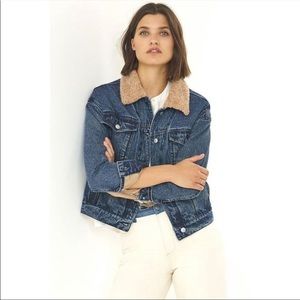 Anthropologie Pilcro Sherpa lined trucker denim jacket NWT